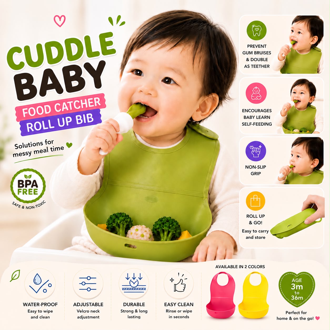 Cuddle Baby Food Catcher Roll Up Bib